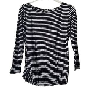 A Pea in the Pod Black & White Stripped Long Sleeve Tee with Keyhole Size L